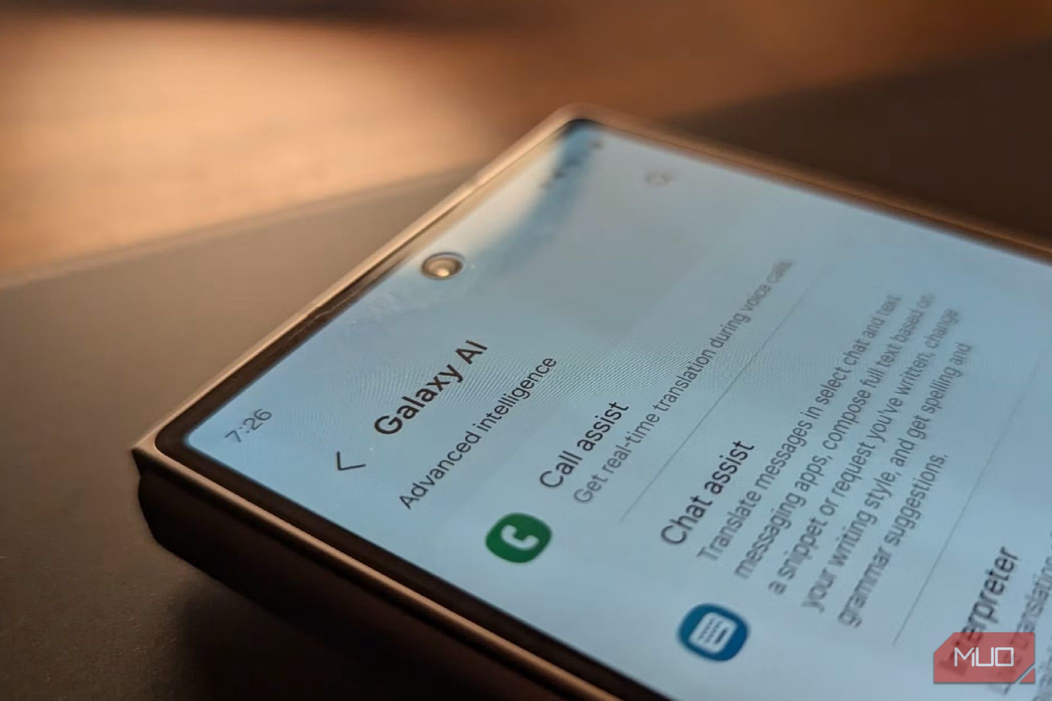 A Z Fold 6 showing Galaxy AI menu