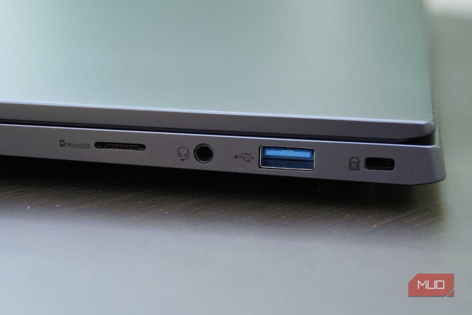 The ports on the right side of the Acer Swift X 14.