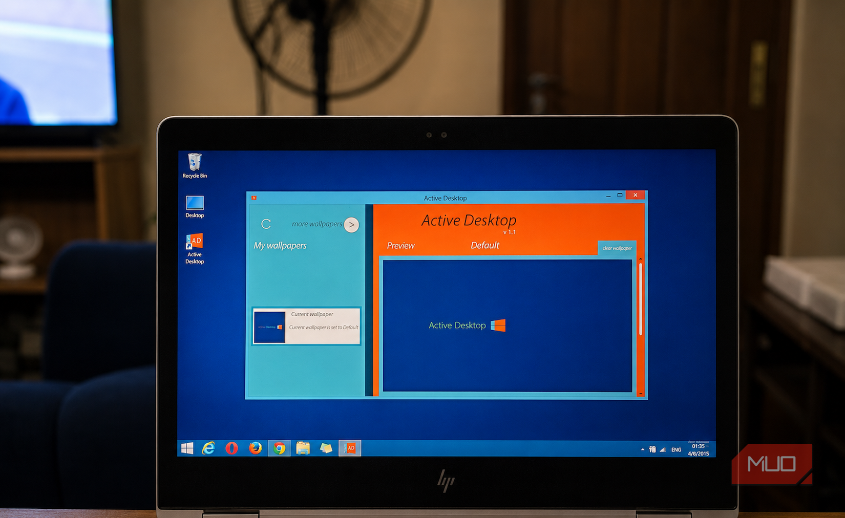 Active Desktop application window on laptop screen
