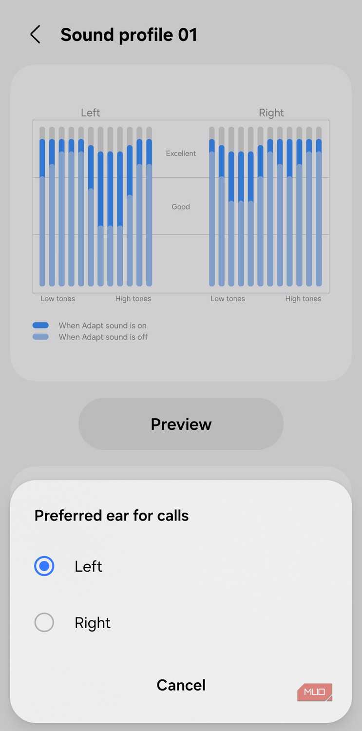 Adapt Sound sound profile menu on Samsung phone