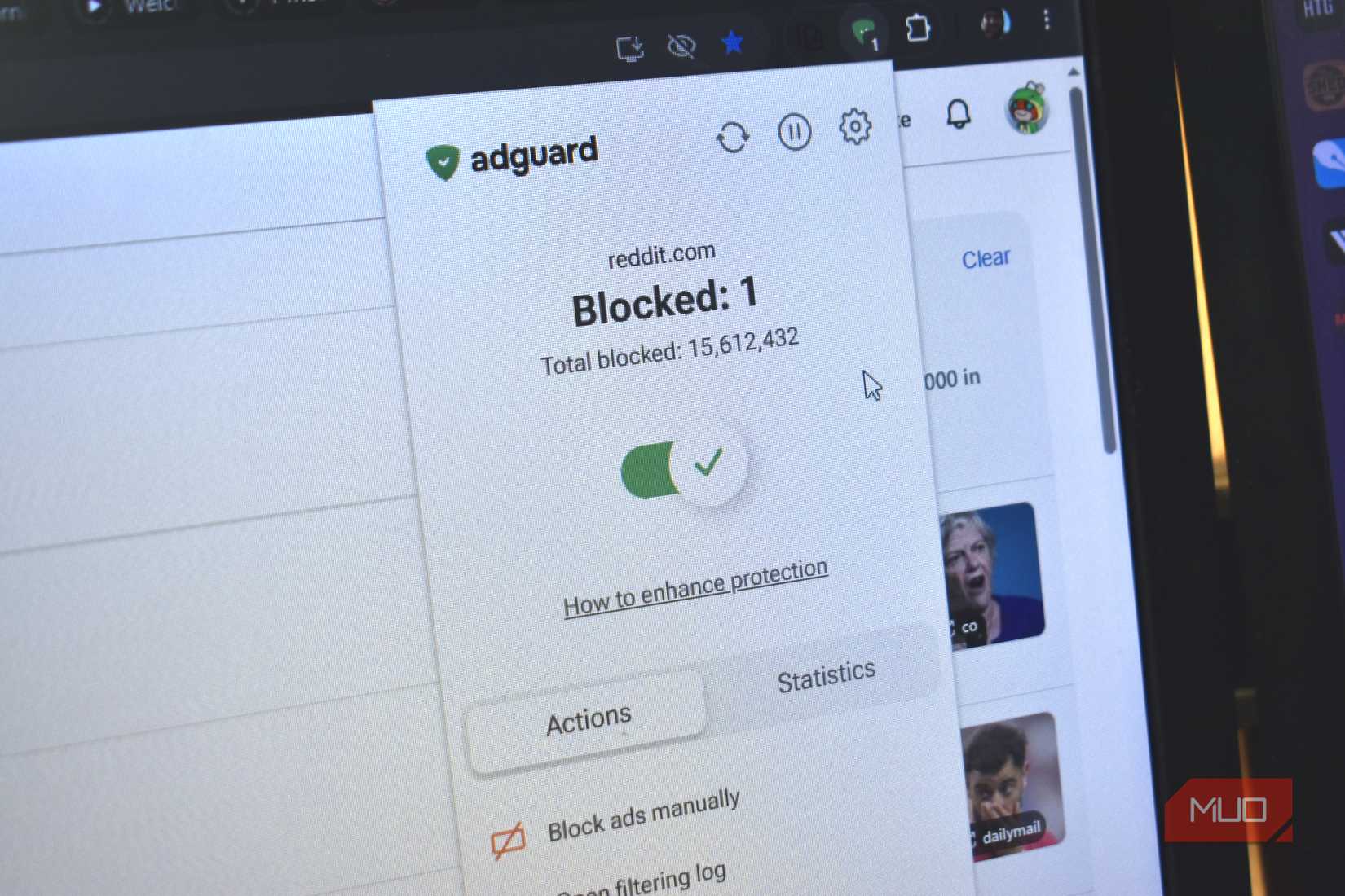 adguard blocking adverts in chrome browser.