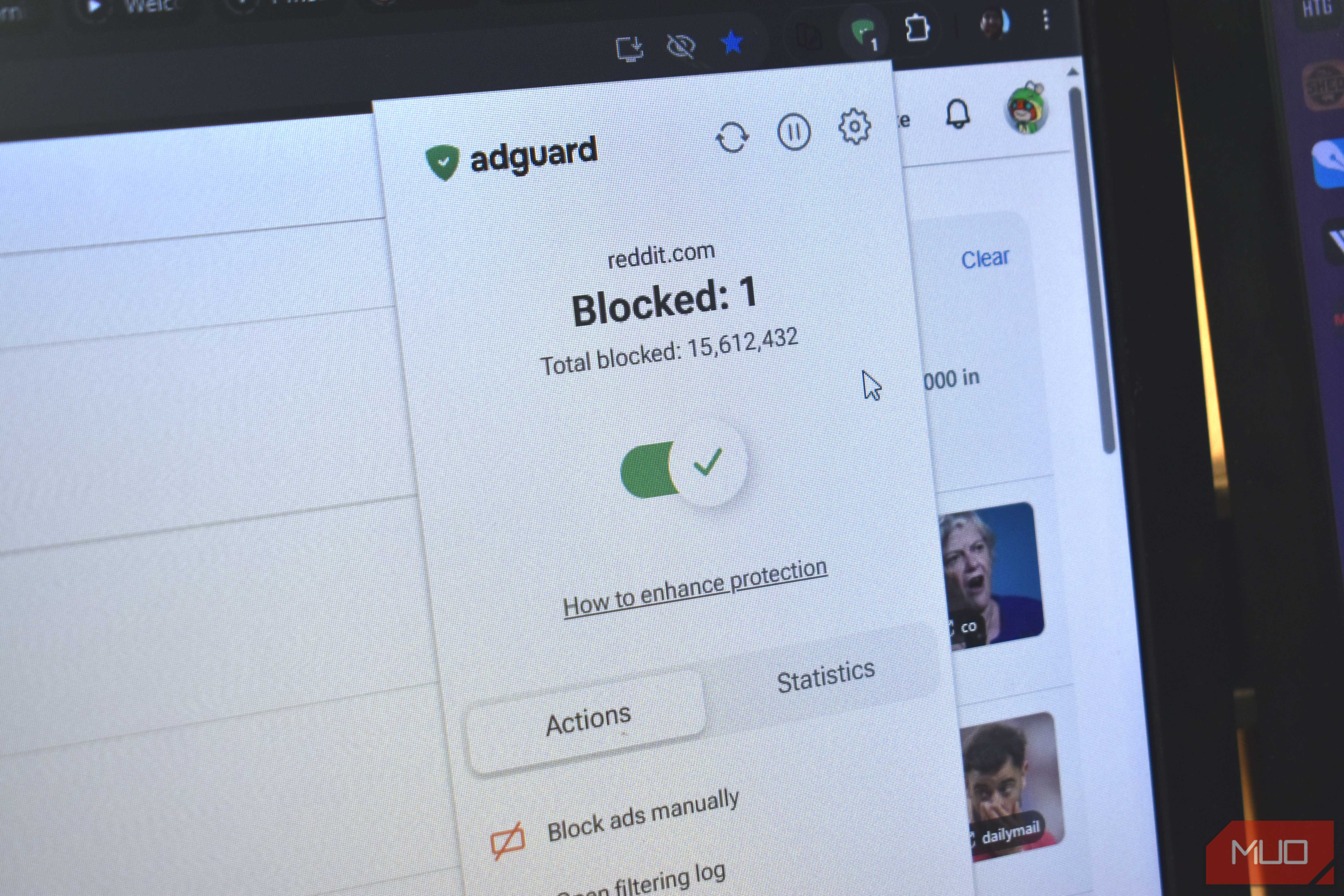 adguard blocking adverts in chrome browser.