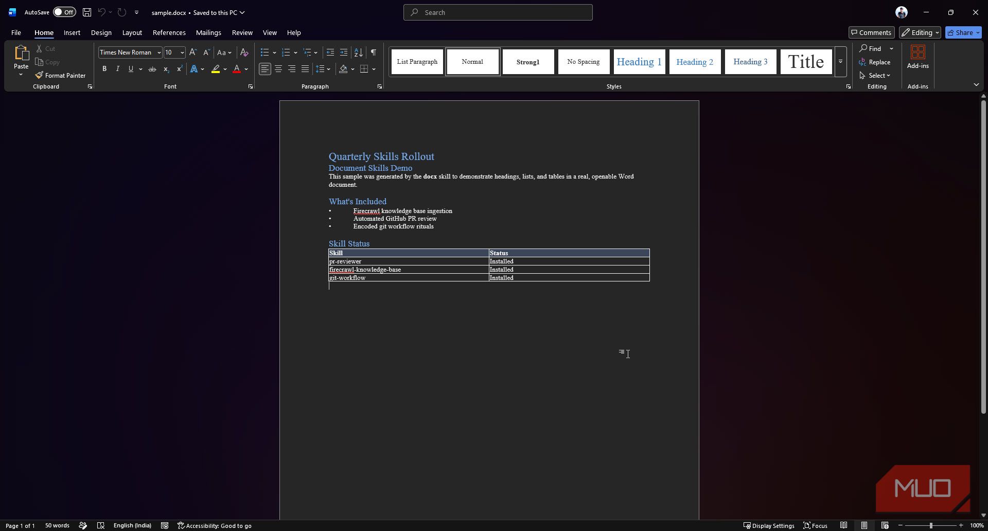 AI generated word document.