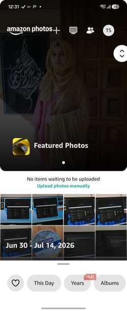 Amazon Photos home screen featured photos