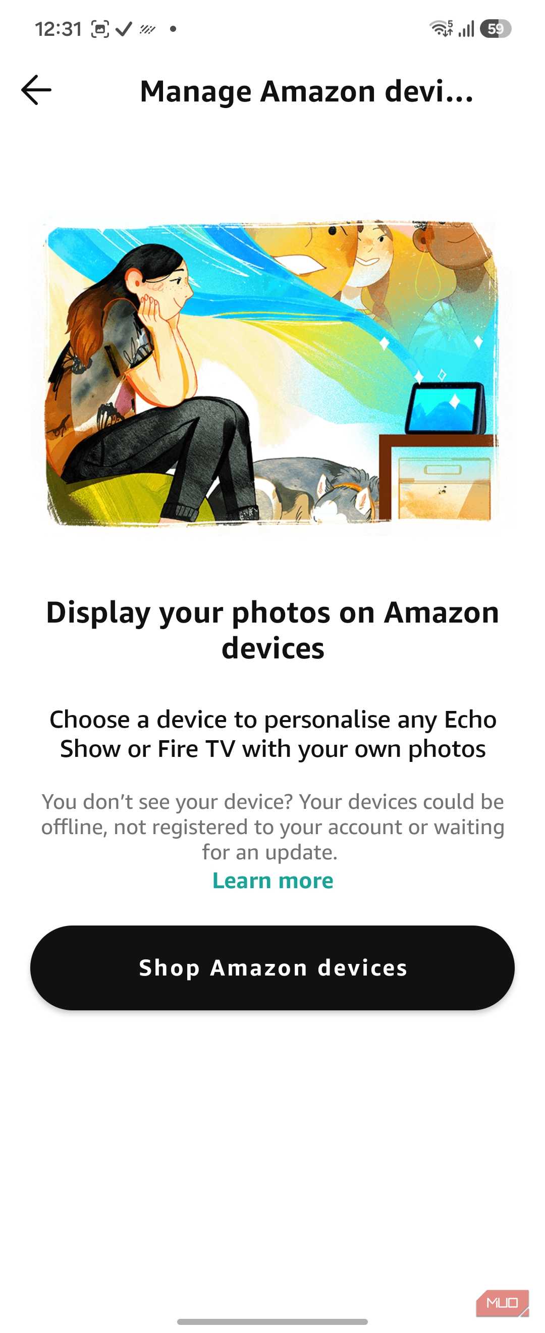 Amazon Photos manage devices personalise screen
