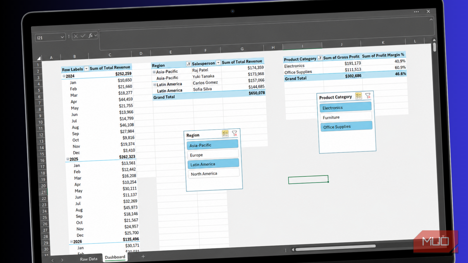 I turned a plain Excel pivot table into an interactive dashboard in five minutes