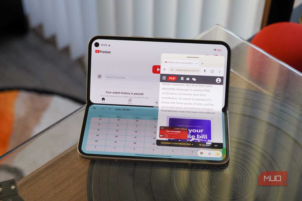 App bubbles in Android 17 on a foldable.