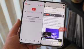 App bubbles and split screen on a Pixel 9 Pro Fold.