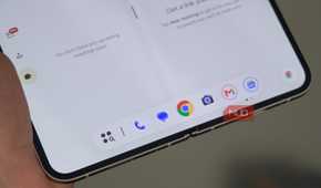 An angled view of the Taskbar on a Pixel 9 Pro Fold.