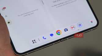 An angled view of the Taskbar on a Pixel 9 Pro Fold.