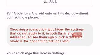 Android Auto Connection Type Selection Screen With Self Mode Highlighted