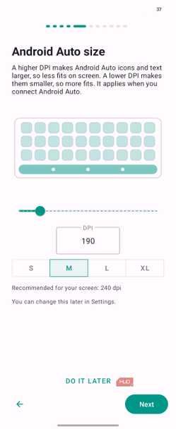 Android Auto Dpi Size Settings Screen With M Size Selected