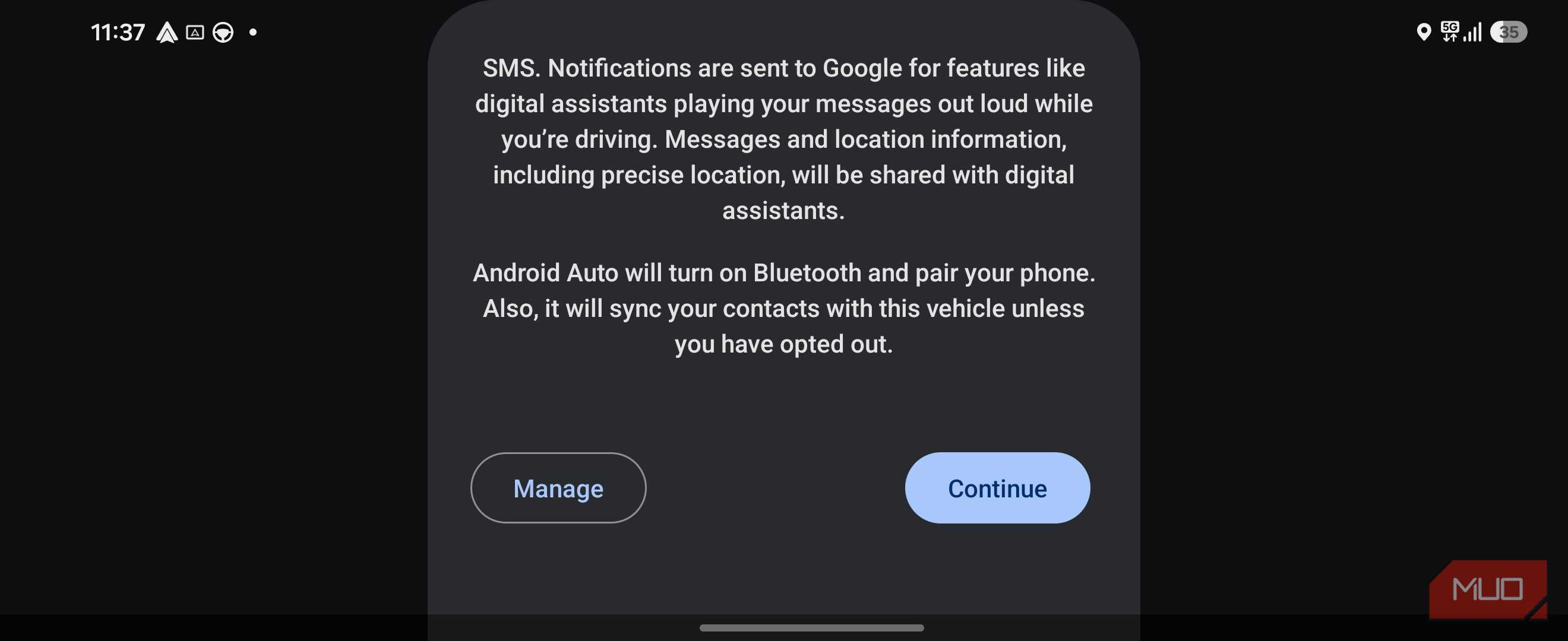 Android Auto Permissions Notification For Sms Messaging And Bluetooth Pairing