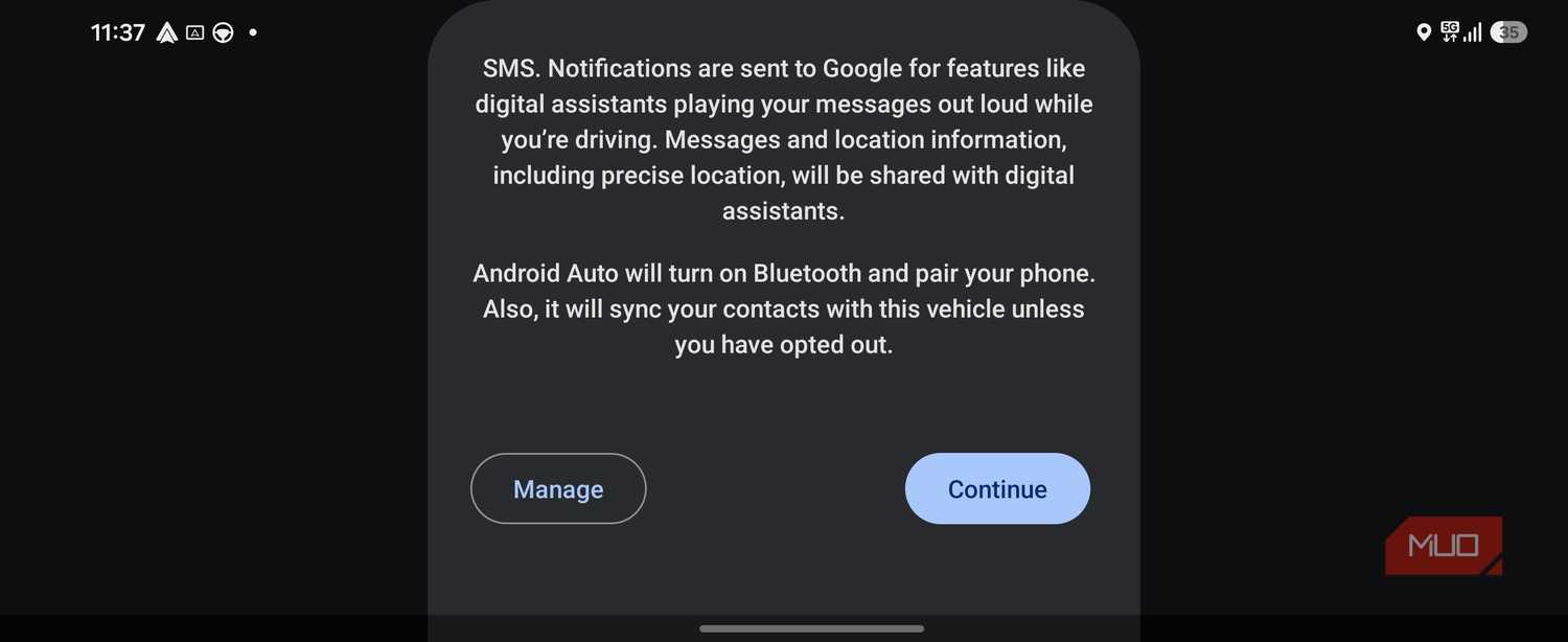 Android Auto Permissions Notification For Sms Messaging And Bluetooth Pairing