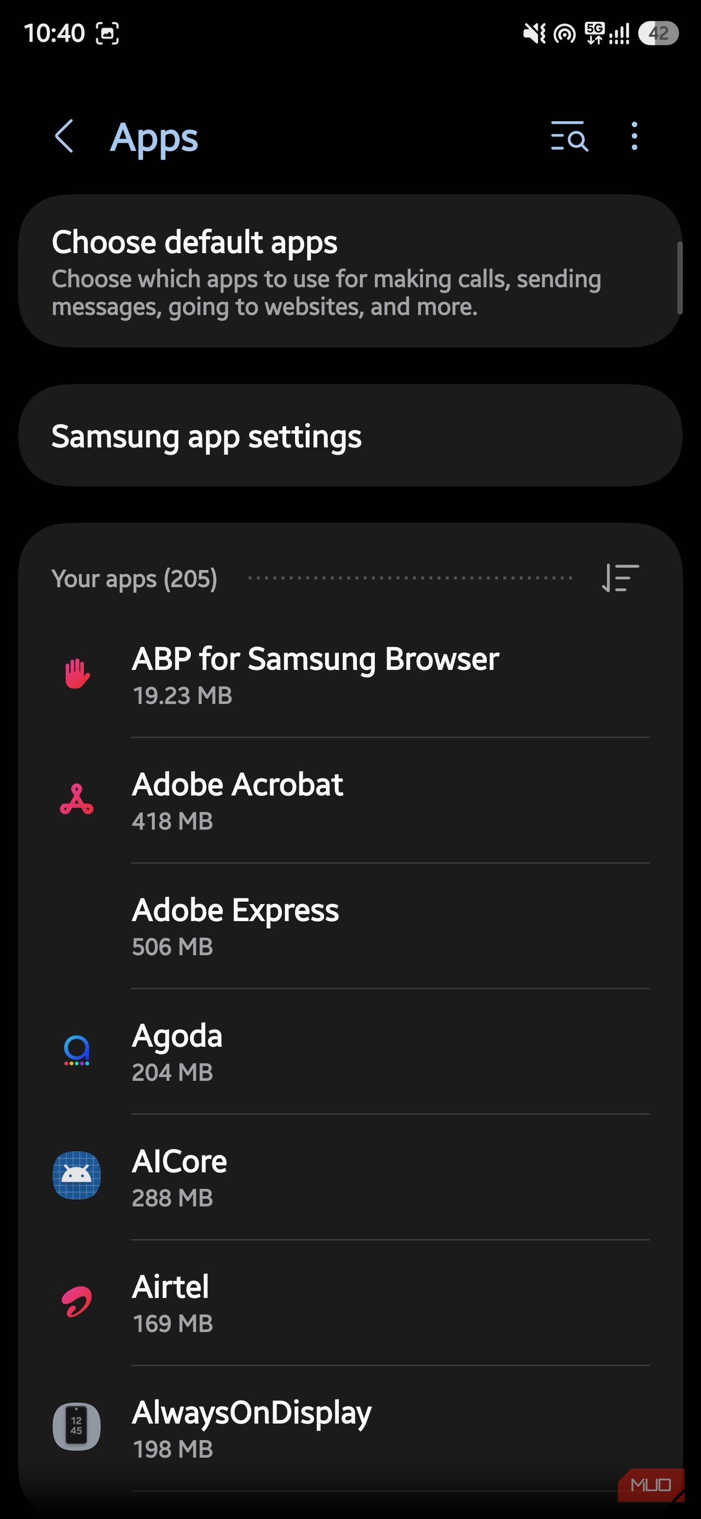 Android Choose default apps option