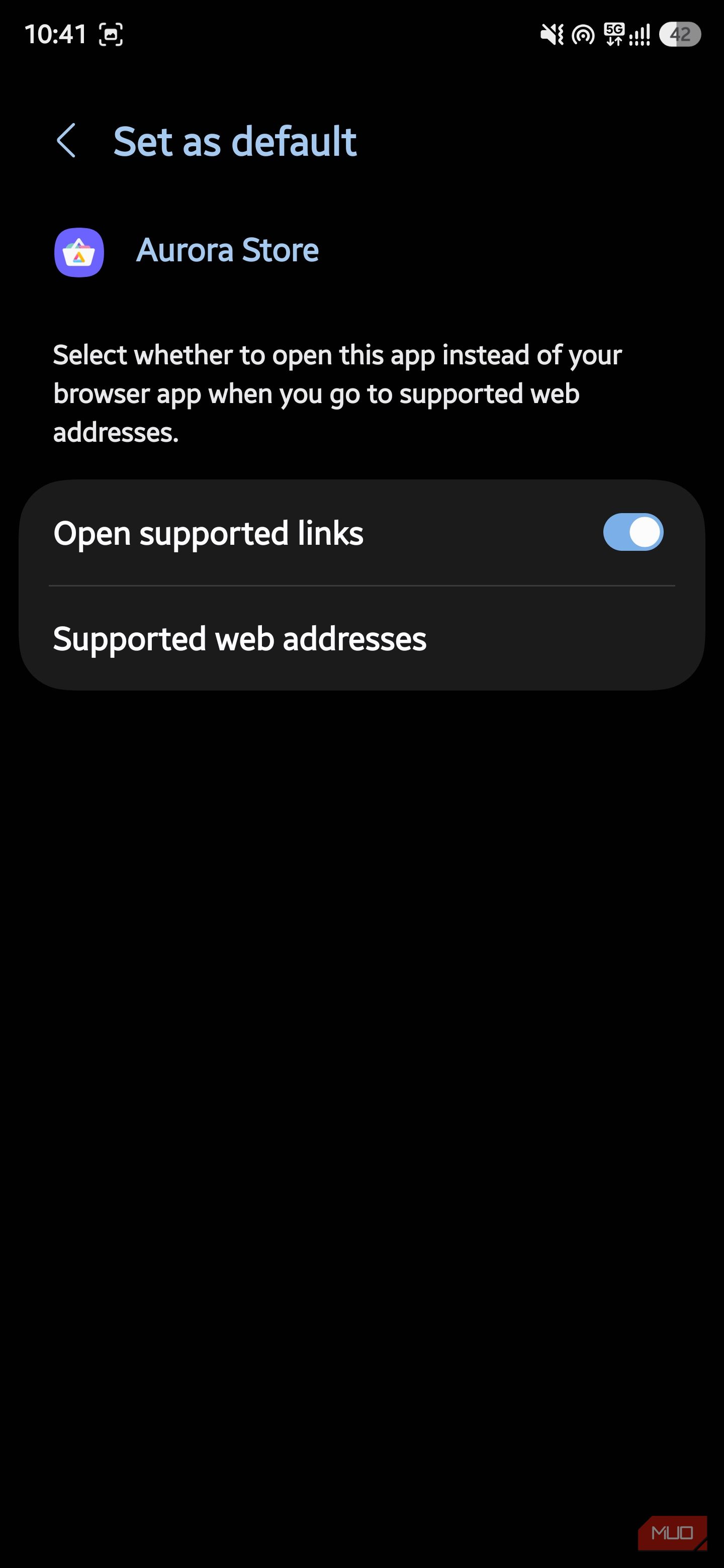 Setting Aurora Store to open supported links