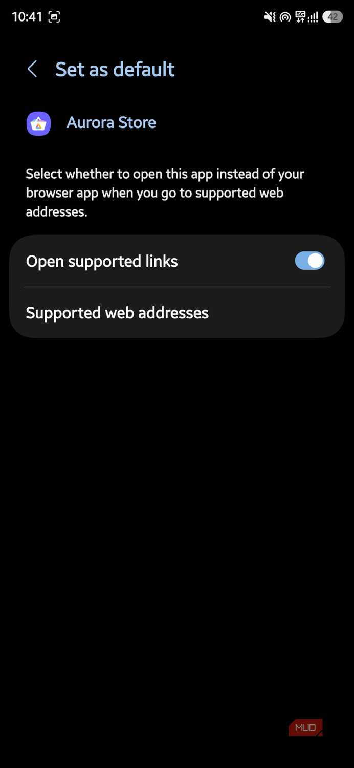 Setting Aurora Store to open supported links
