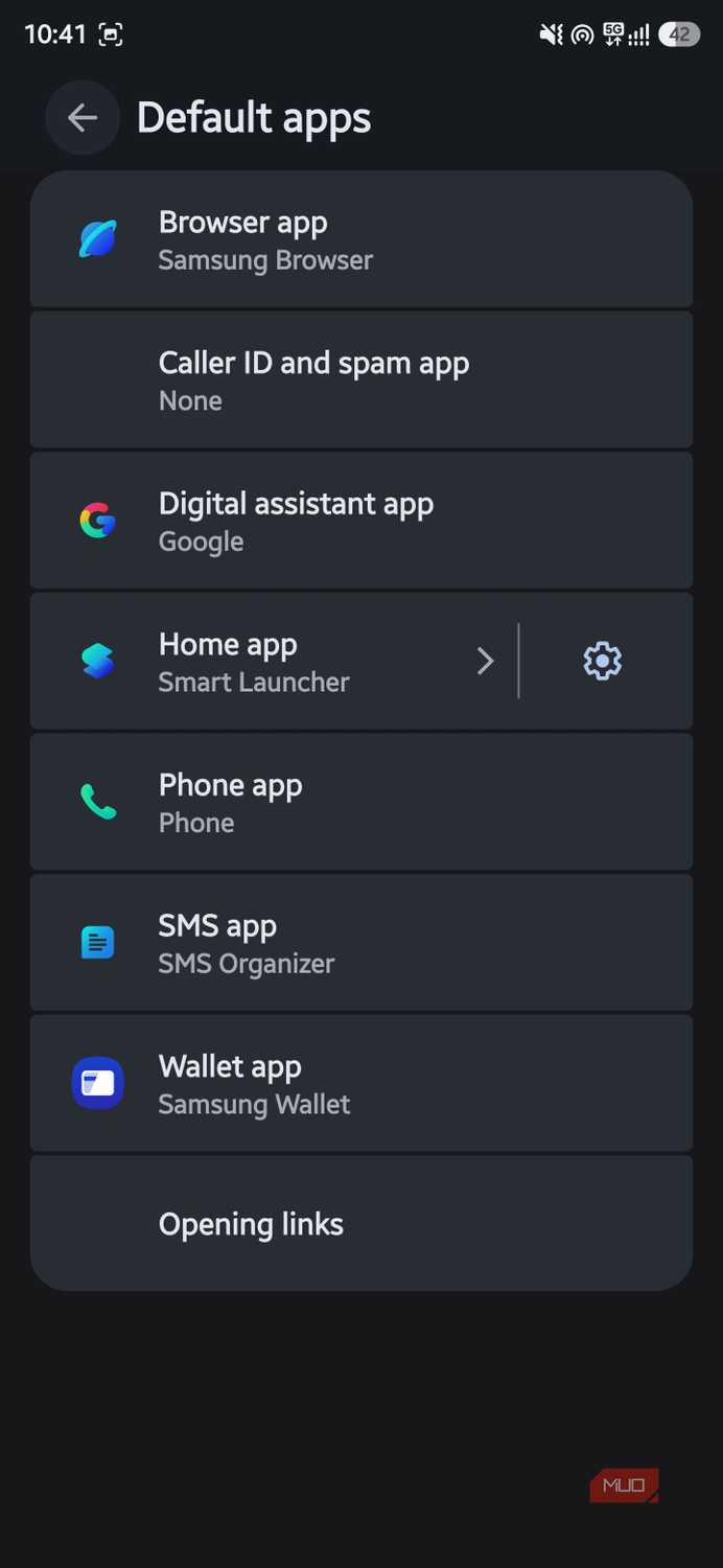 Android settings for opening links