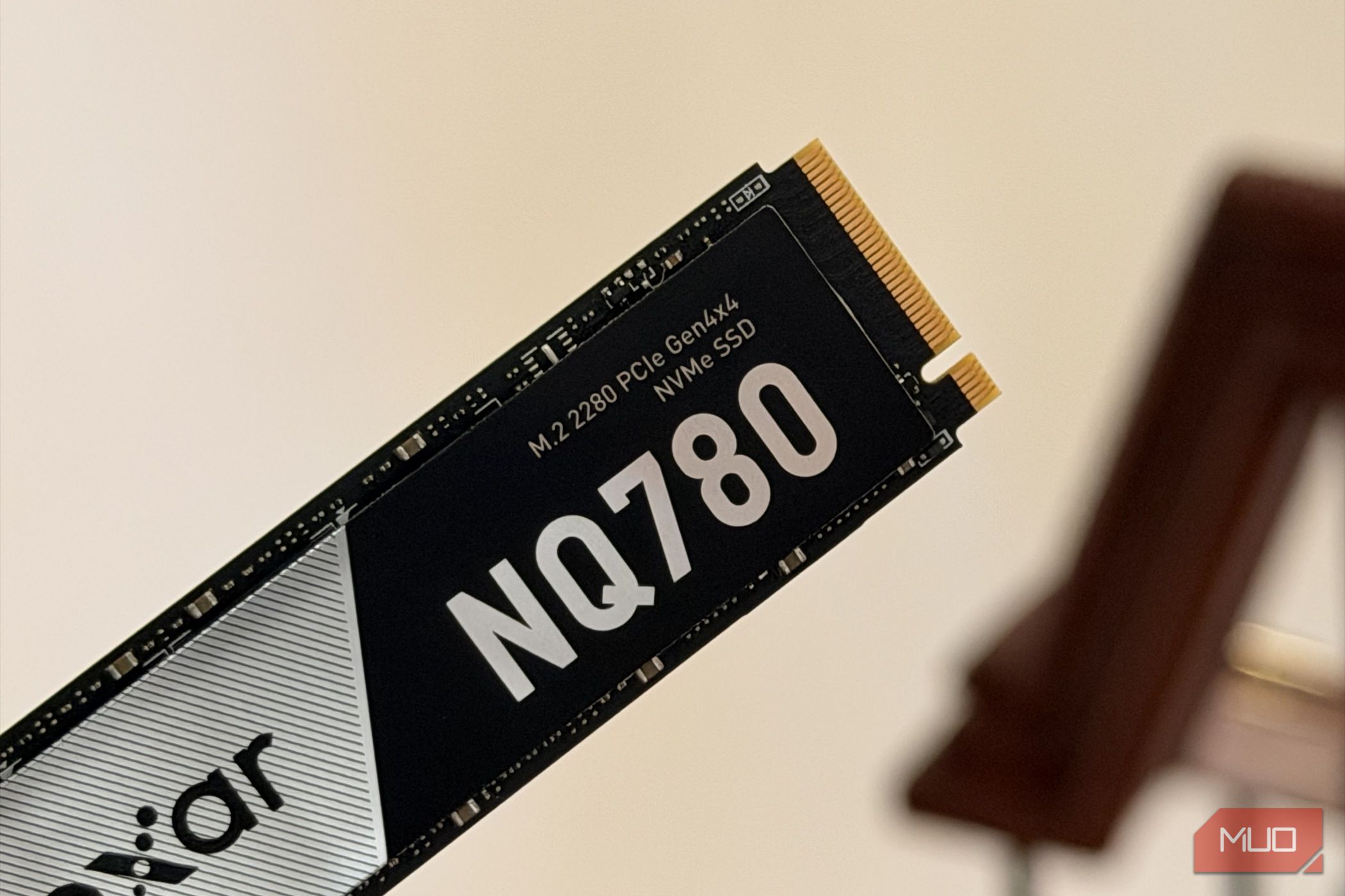 Angled close view of a Lexar NQ780 NVMe SSD