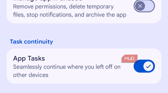 App info settings menu