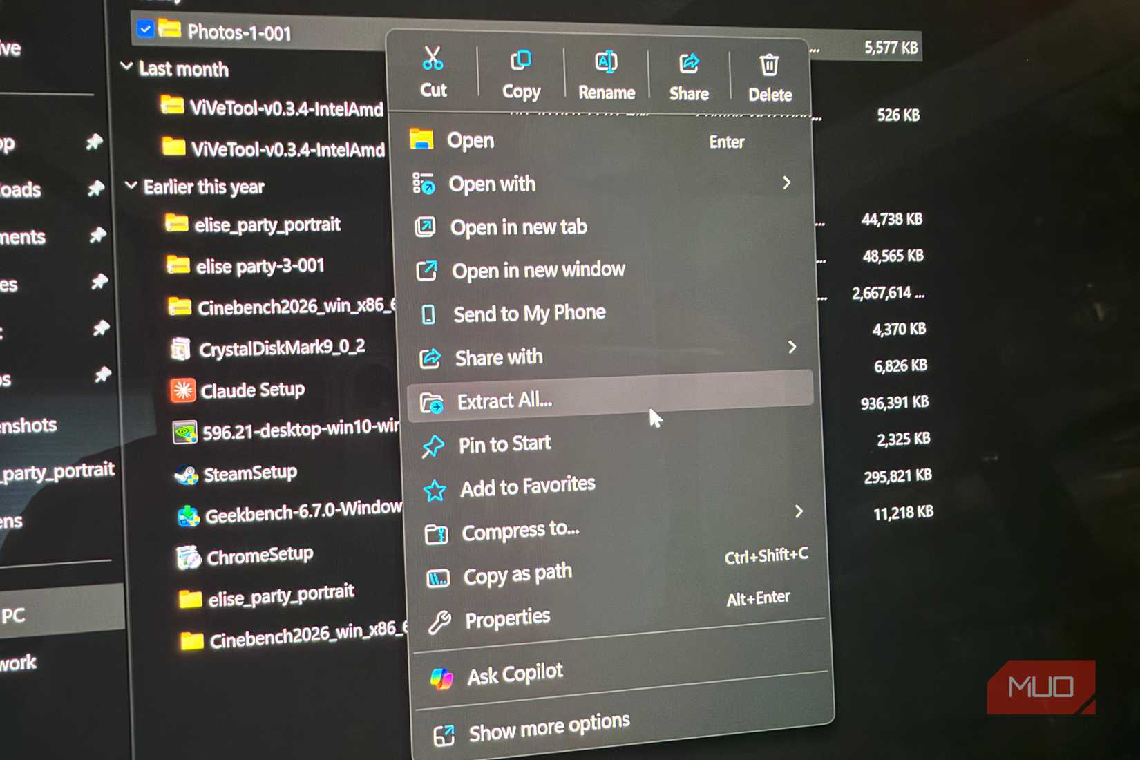 windows 11 extract all on a zip file