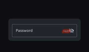 Dark login screen featuring a centered password input field and a blue floating action button with a key icon at the bottom right