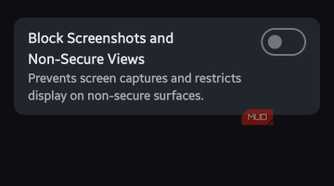 AstraCrypt settings screen showing security configuration categories including Encryption, Authentication, and Content Protection toggles