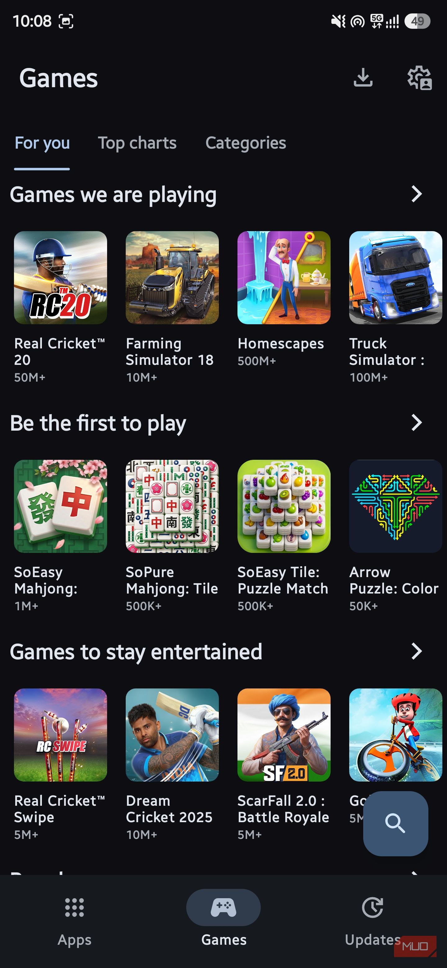 Aurora Store showing all the games 
