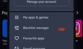 Aurora Store Settings menu