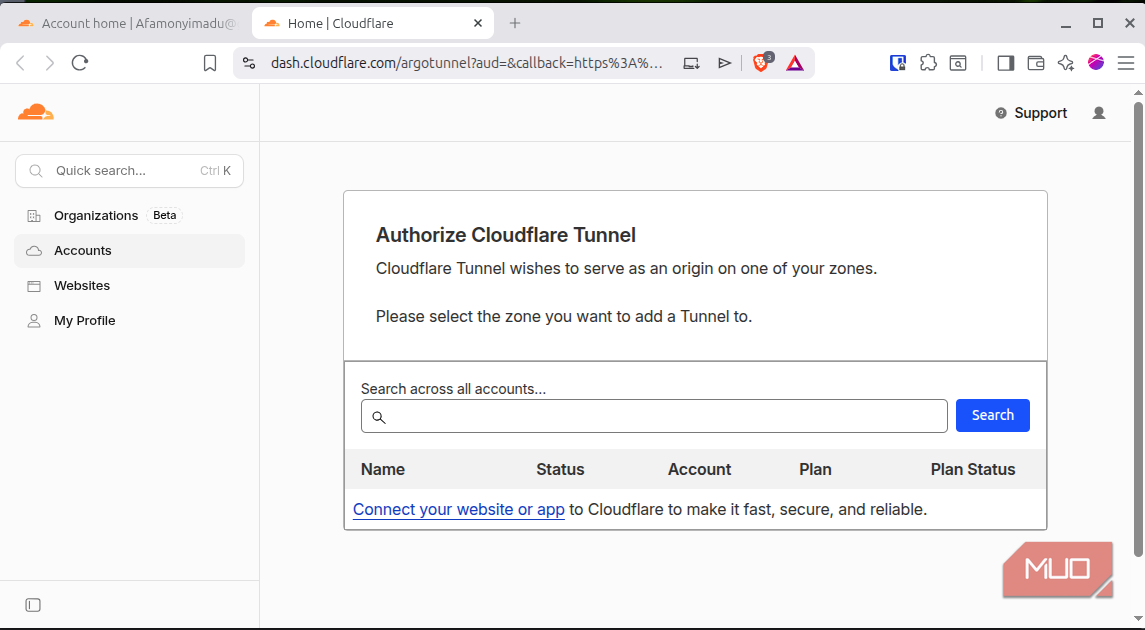 Authorizing Cloudflare Tunnel