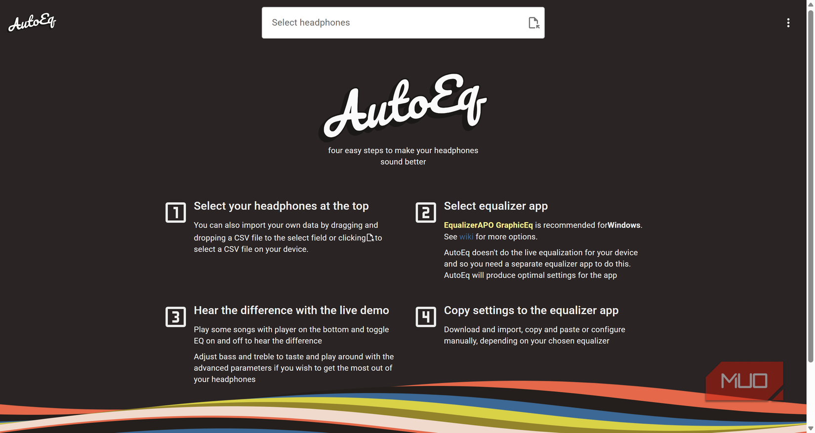 autoeq homepage.