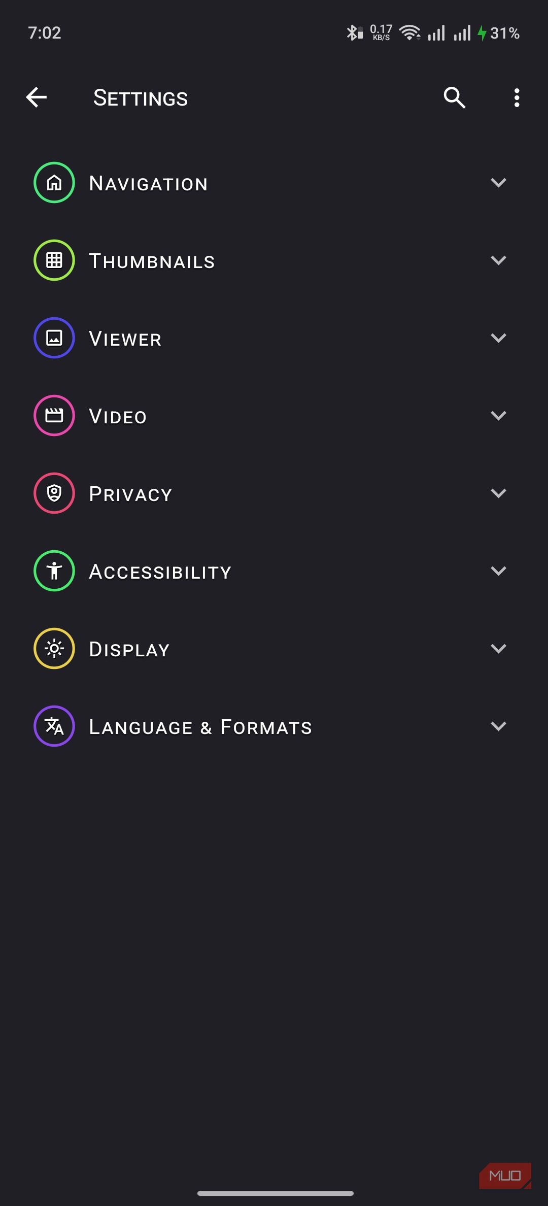 Aves Gallery Settings Options