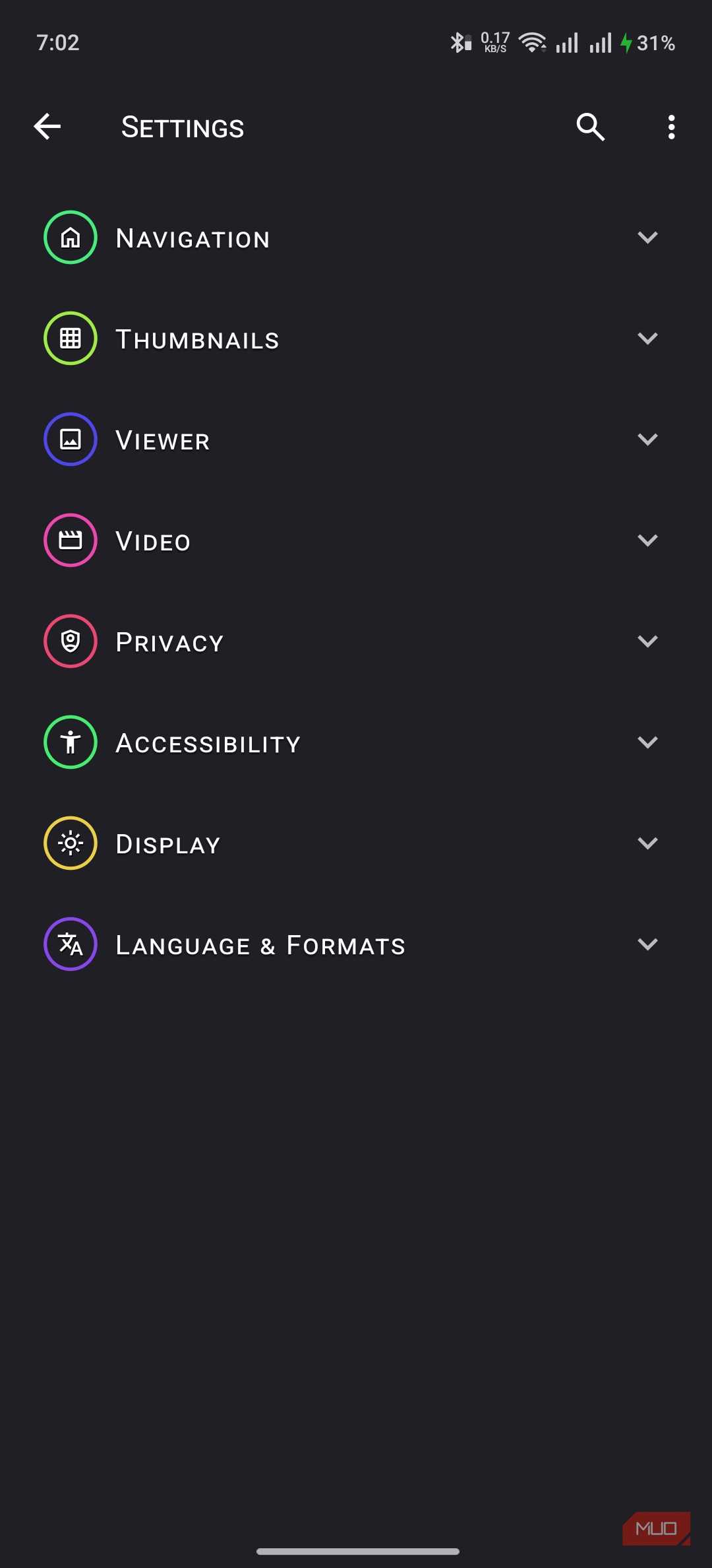 Aves Gallery Settings Options