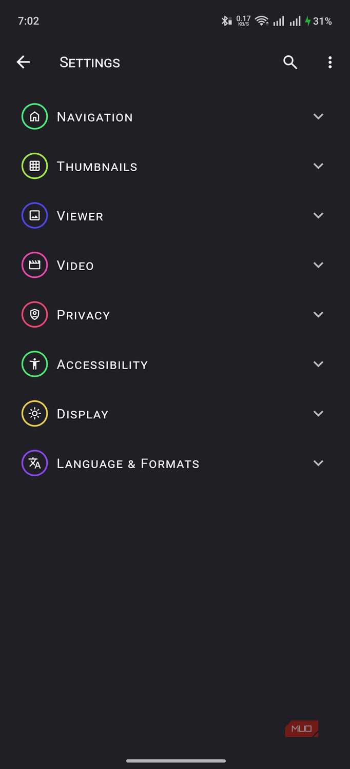 Aves Gallery Settings Options