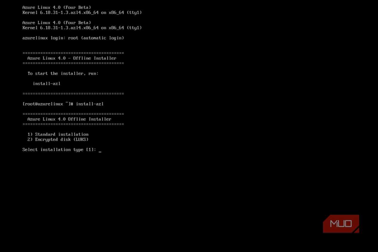 Initiating the Azure Linux install