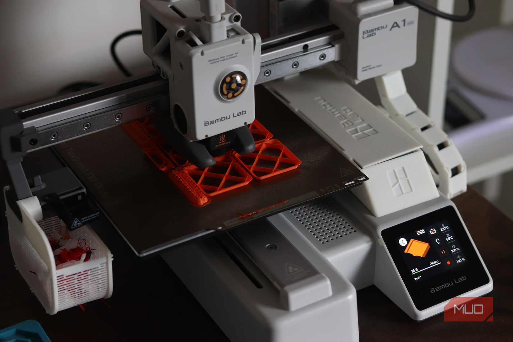 Bambu Lab A1 Mini printing part with no bottom layer.