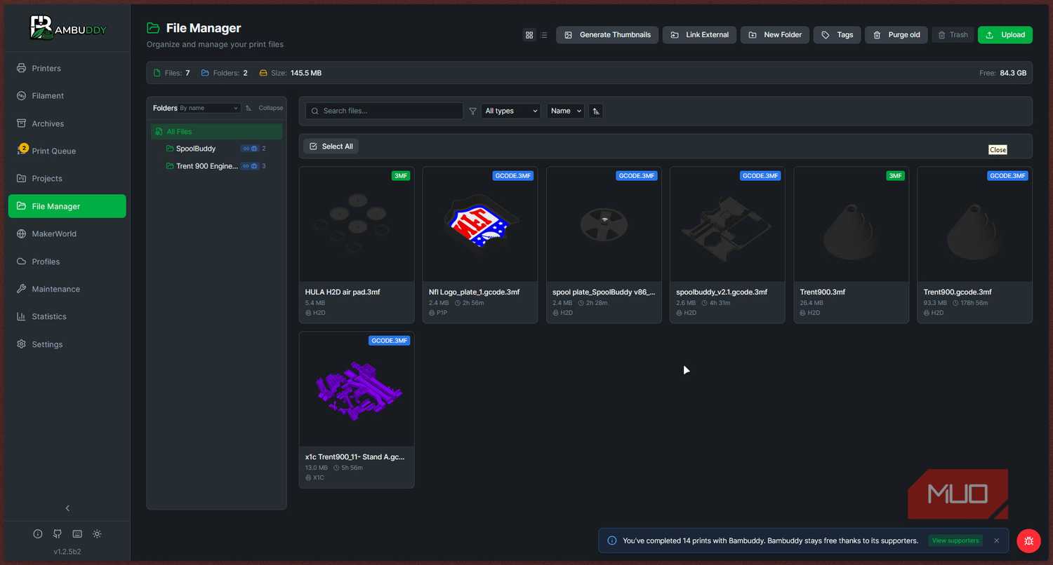 Bambuddy file manager.
