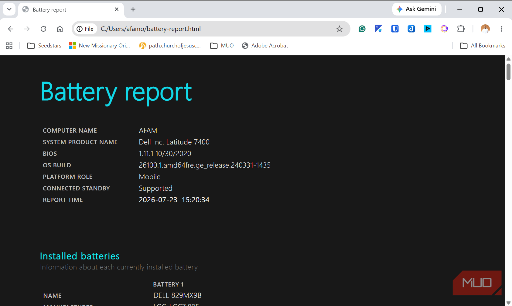 Battery report overview