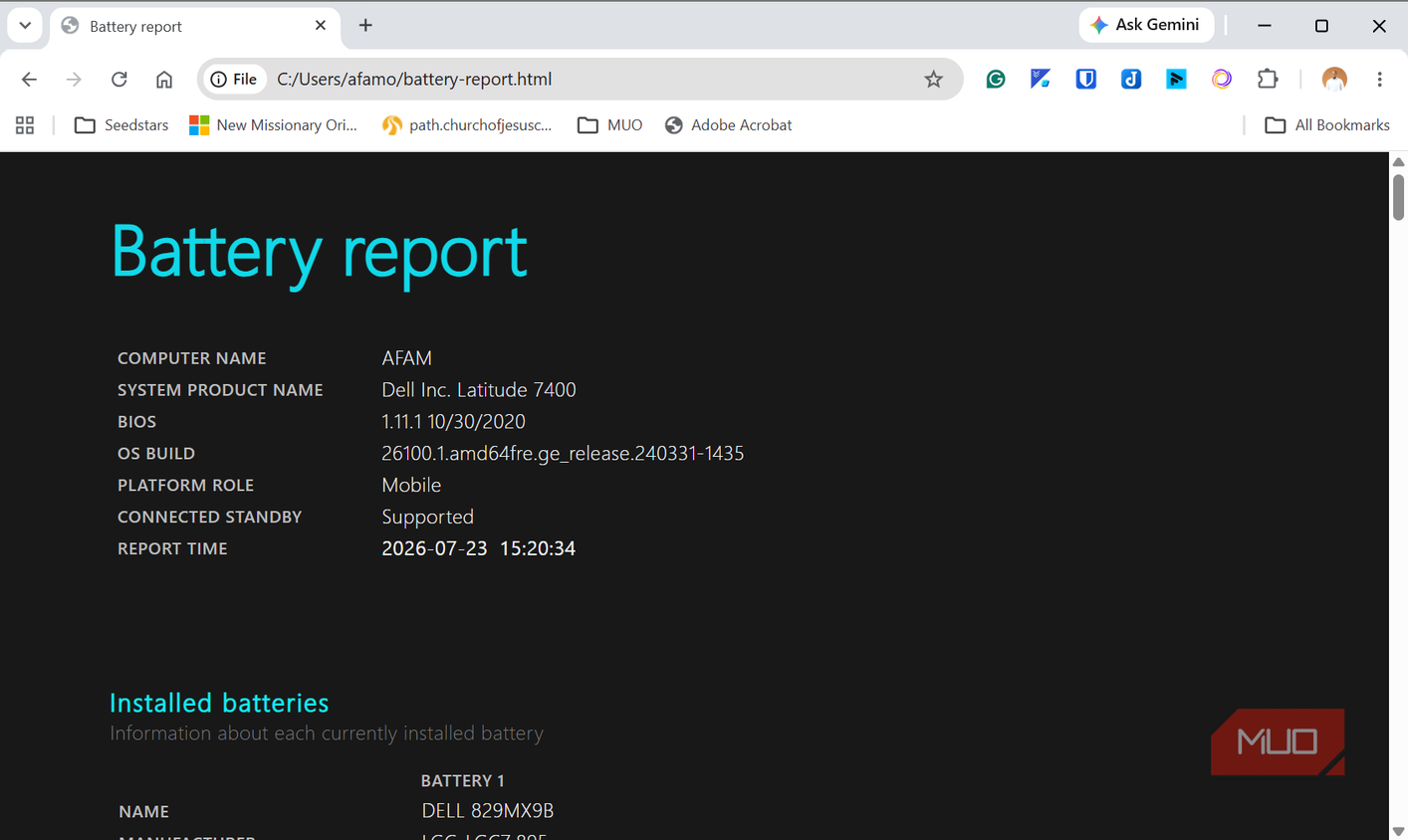 Battery report overview