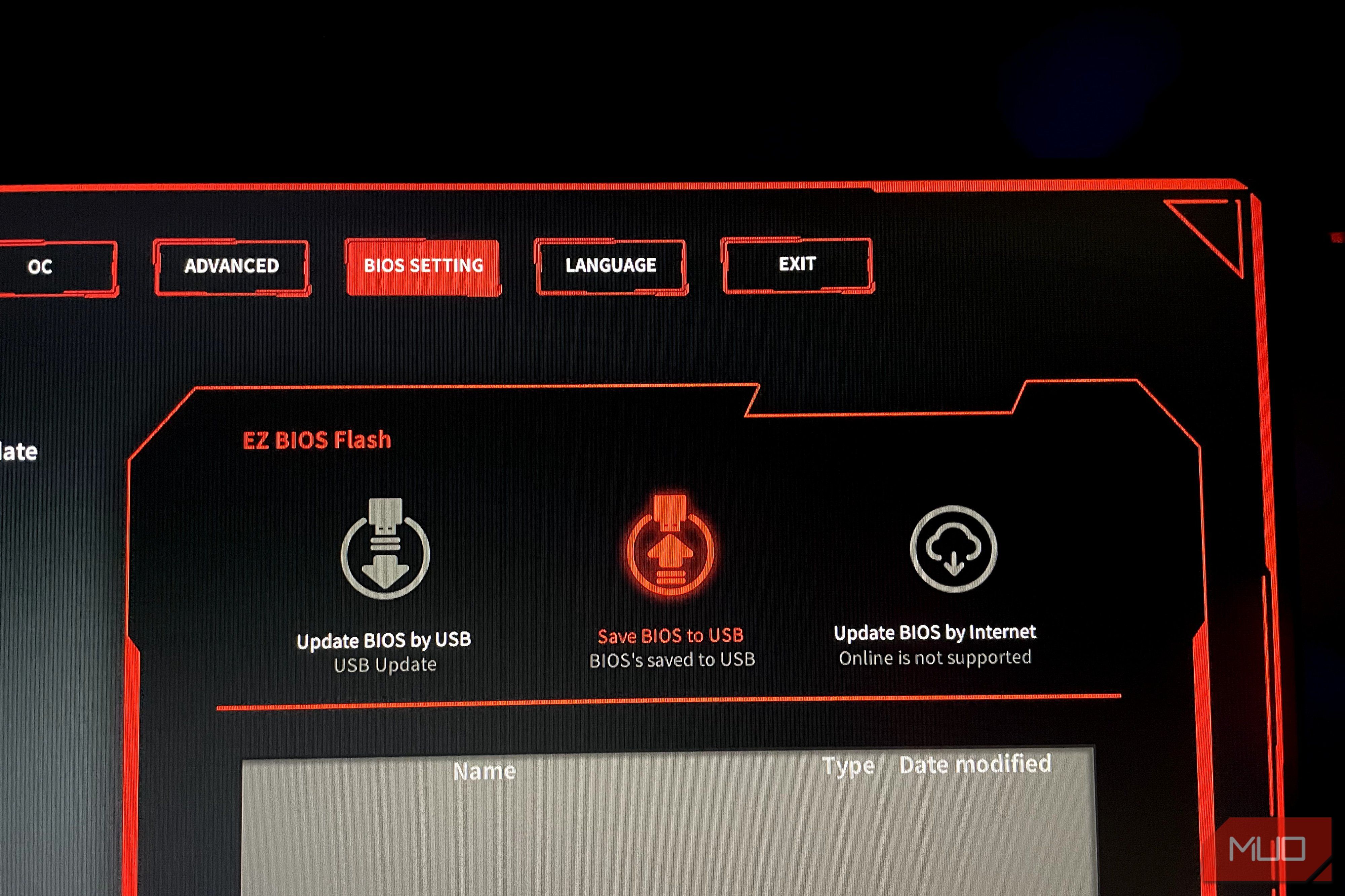 BIOS backup USB