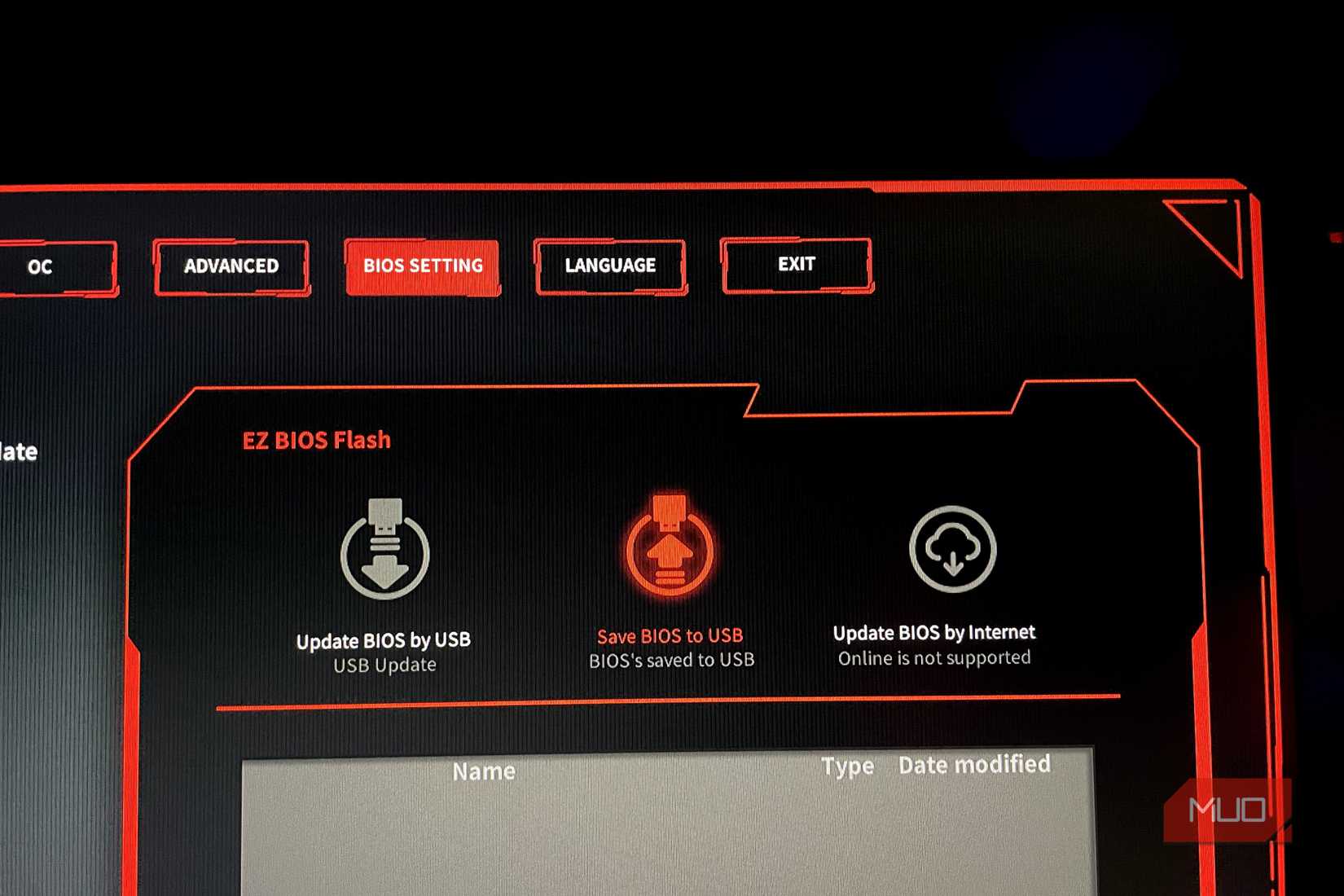 BIOS backup USB