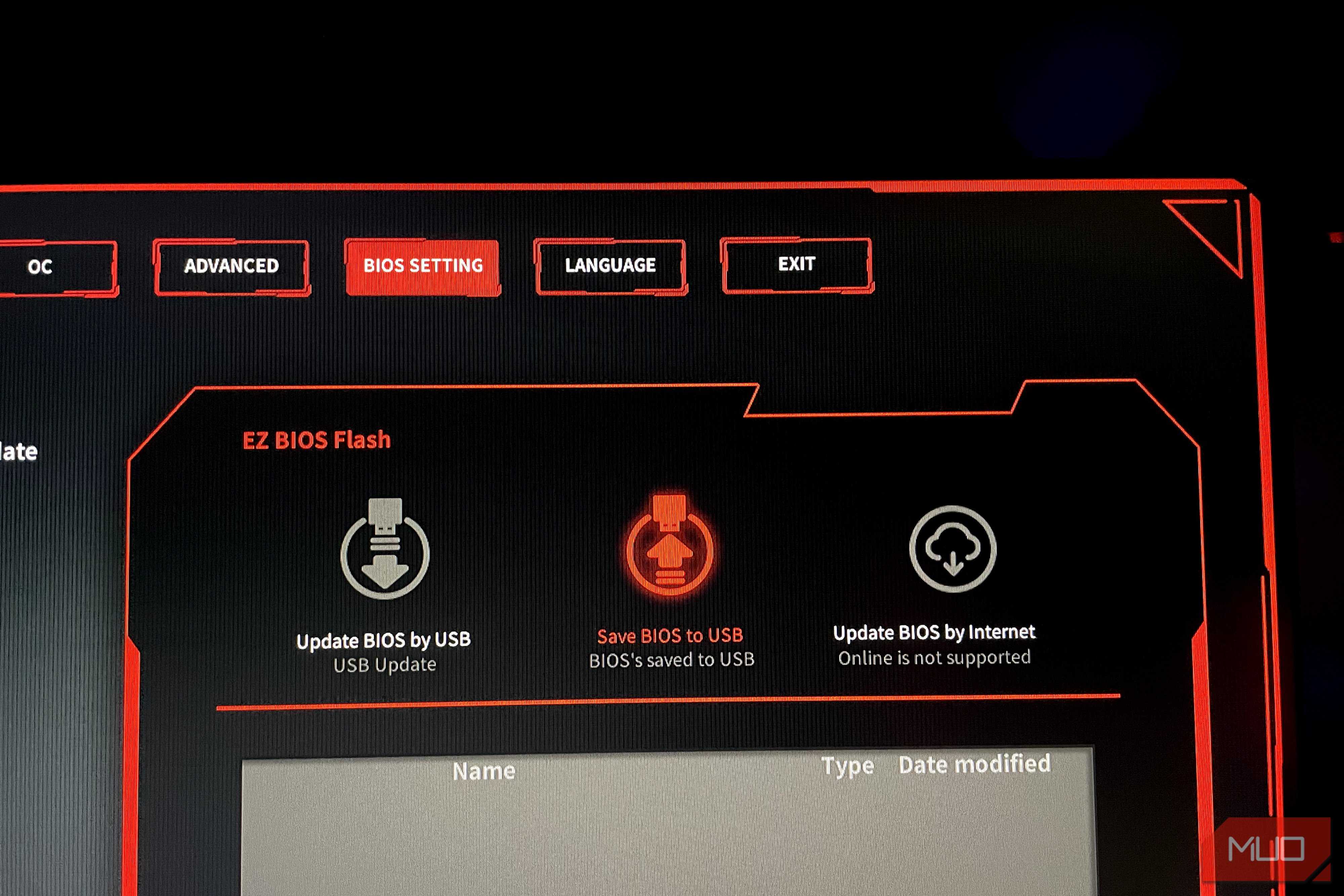 BIOS backup USB