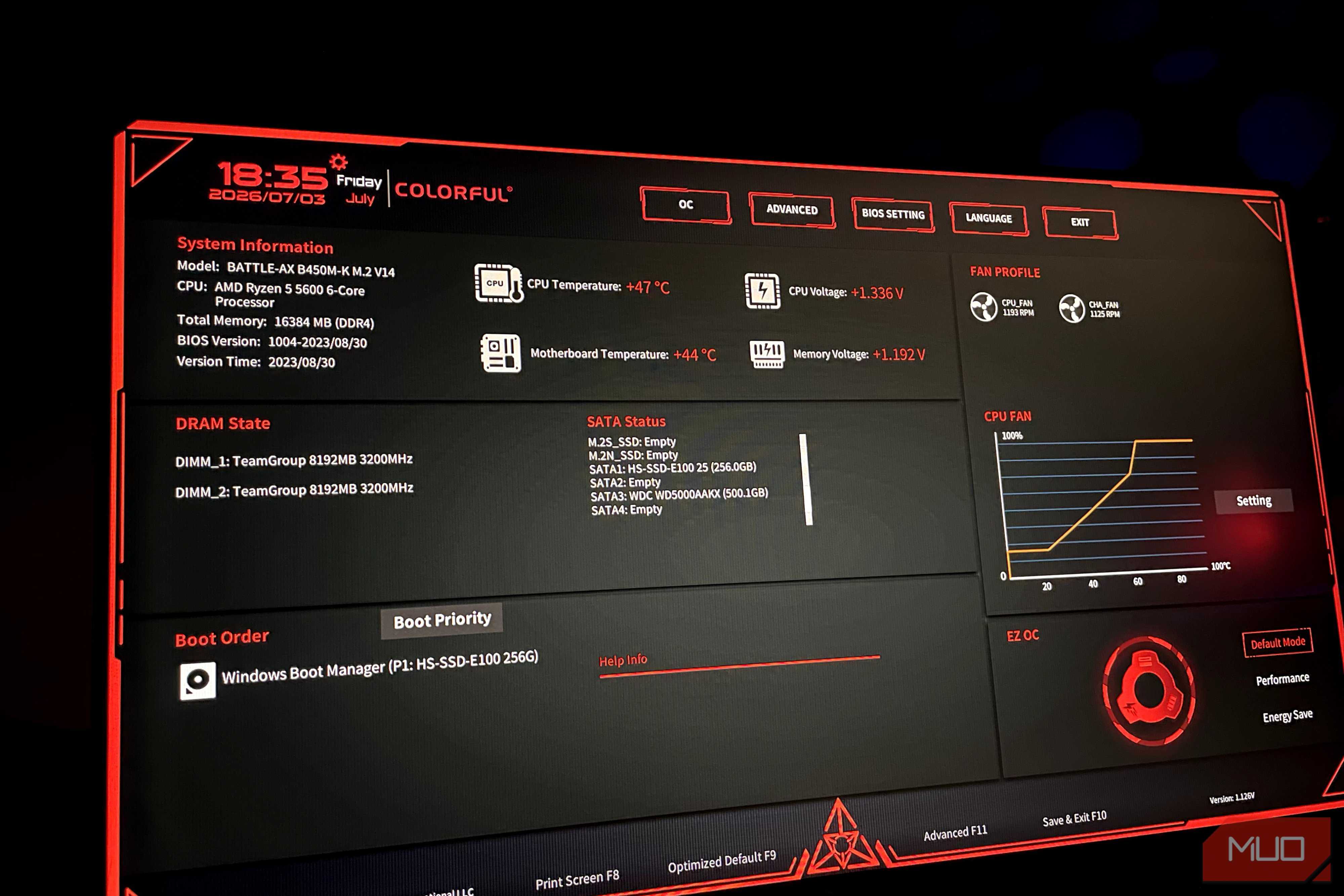 BIOS menu