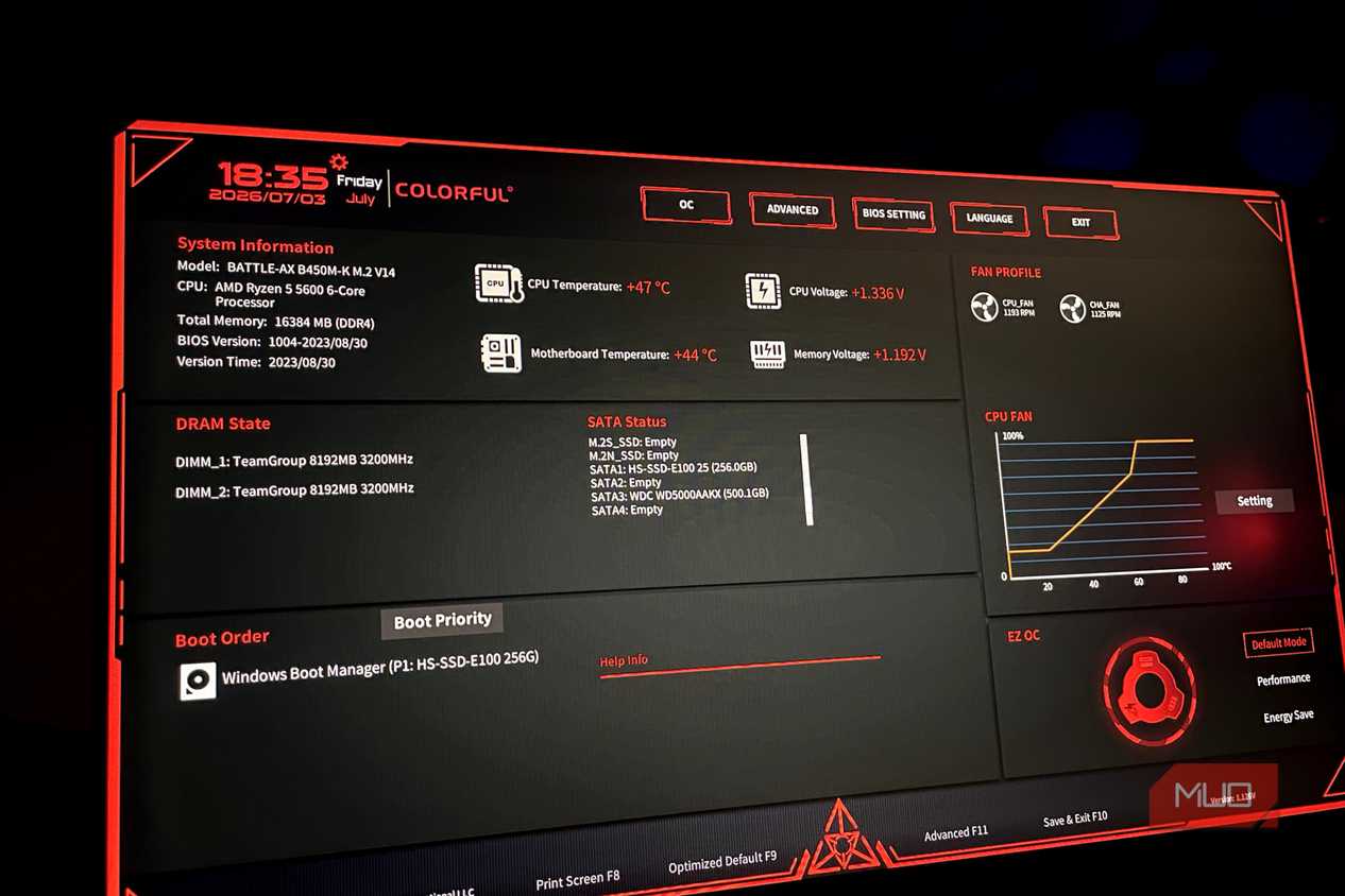 BIOS menu