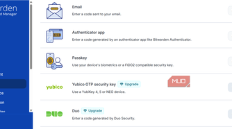 Bitwarden 2FA options