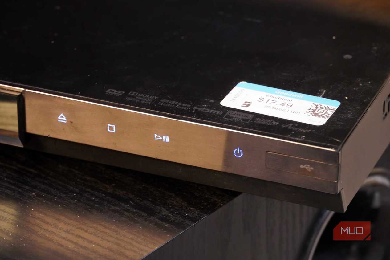 The capacitive buttons on a thrifted Blu-ray player.