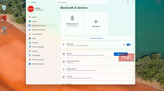 Bluetooth & devices page in Settings