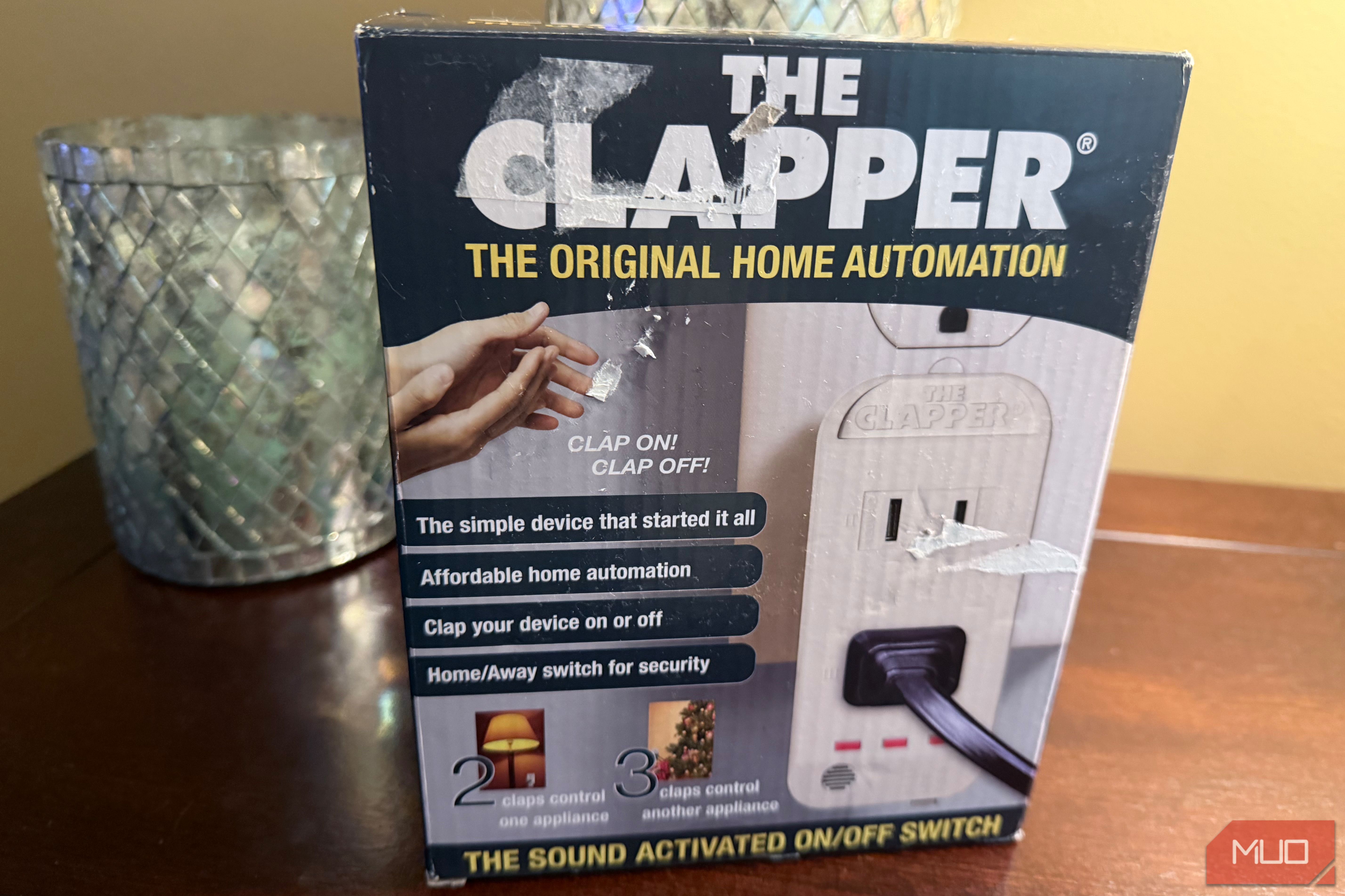 clapper box front next to decoration