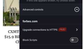 Brave Browser on Android showing ad blocking statistics