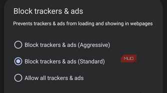 Brave Browser on Android showing advanced ad blocking features